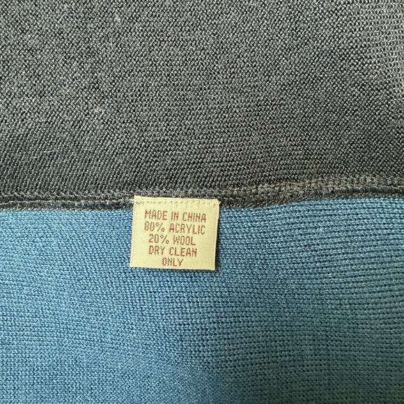 Navy Wool Blend Colorblock Scarf Wrap 21x75 - Picture 6 of 7